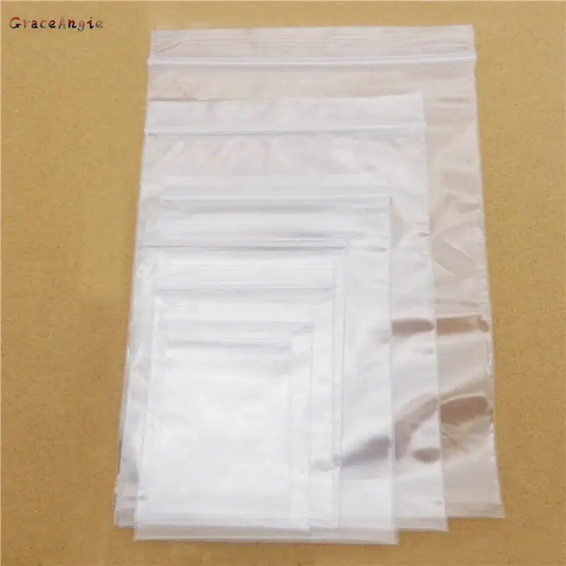 

GraceAngie 100pcs Transparent self-sealing bag ziplock plastic Packaging Grip Seal Reclosable Jewelry Packing Bag Accessory