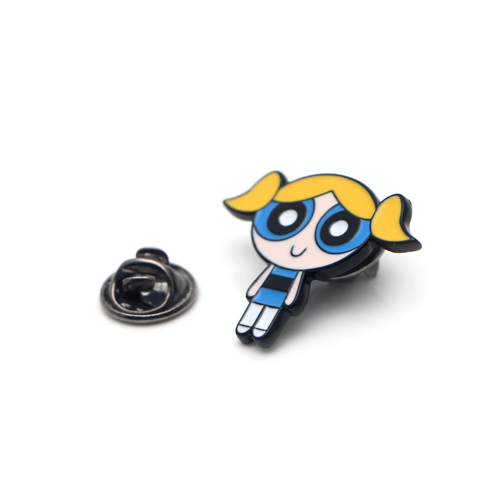P2449 Dongmanli мультфильм милый Powerpuff девушки металлические эмалевые, на воротник булавка нагрудные значки ювелирные изделия брошь дети подарки аксессуары
