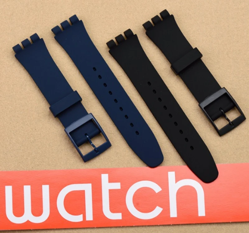 Ремешок силиконовый для часов Swatch резиновый цветной браслет с пластиковой