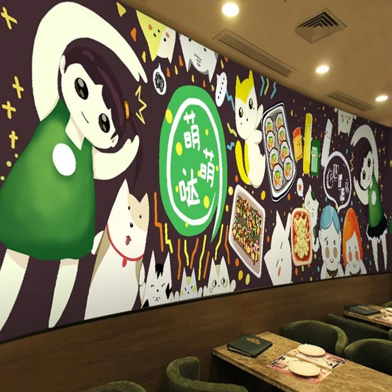 photo wallpaper Hand-painted cartoon characters graffiti mural food store restaurant tea snack | Обустройство дома