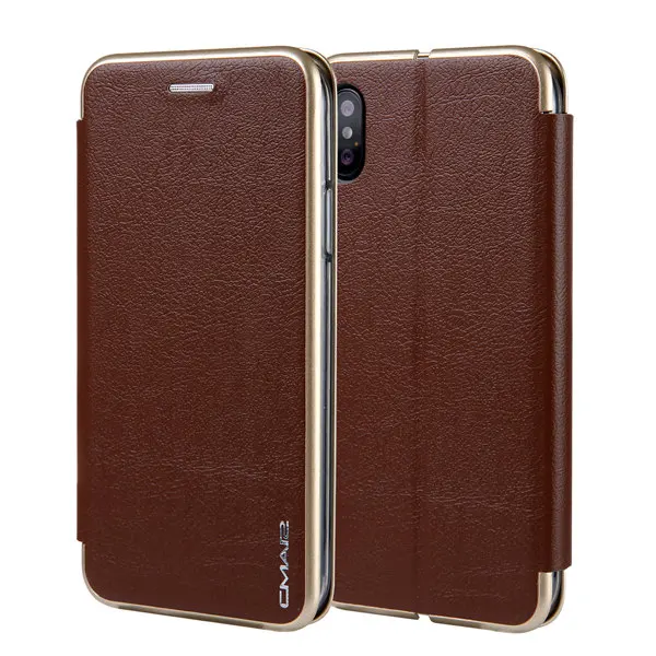 brown Кожаный чехол для iphone X, Магнитный флип-чехол-кошелек, сумка для iphone X, чехол из искусственной кожи, Винтажный Полный Чехол для Apple X, подставка-держатель - Цвет: brown