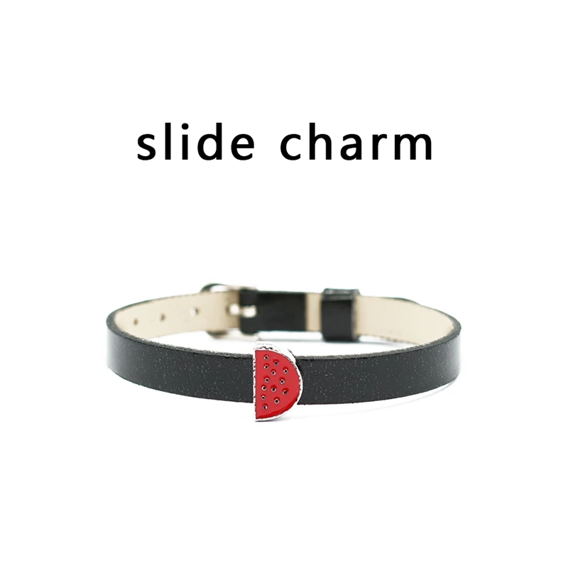8mm Red Half Watermelon Fruit Slide Charms Flat Hole Beads Keeper Fit Stainless Steel Mesh Bracelets DIY Jewelry Making | Украшения и