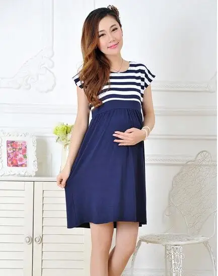 Blue Новые летние Длинные платья для Беременные женщины Vestdios Одежда для беременных платья, Одежда для беременных - Цвет: Blue