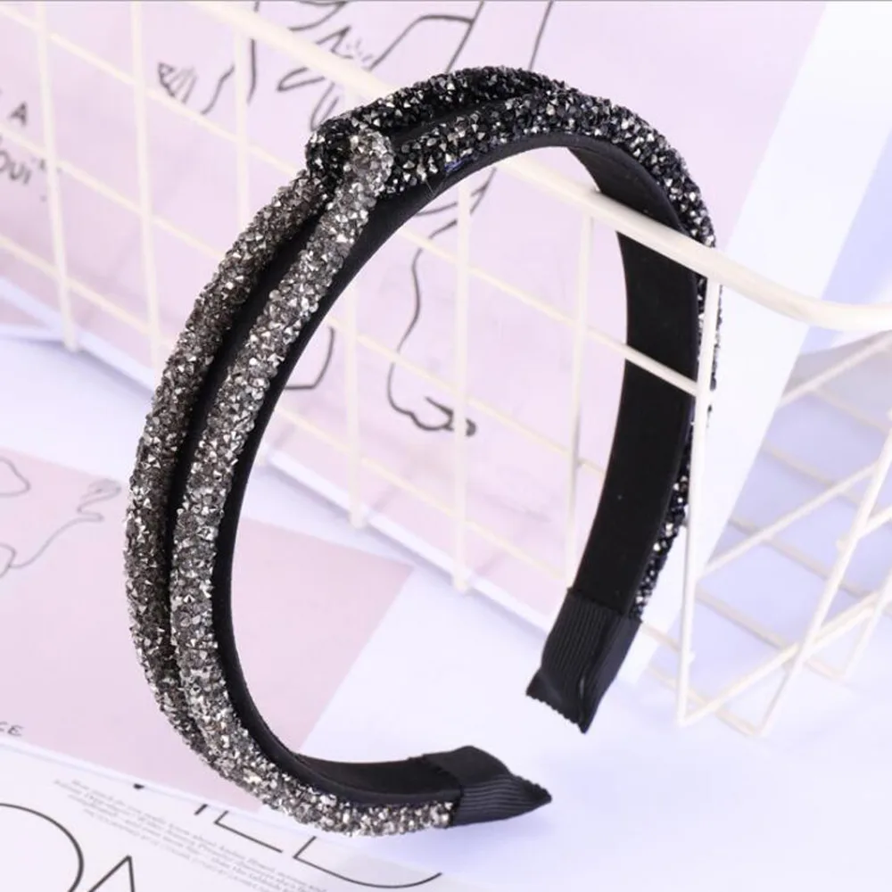 New Fashion Shining Metal Flower Bow Hairband Rhinestone Print Headband High Quality DIY Hair Accessories Jewelry Headwear Women