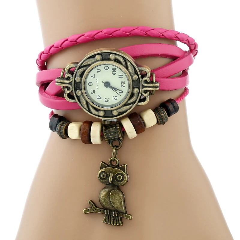 20 шт. Gnova Платиновые индийские этнические кожаные браслеты часы бабочка лист eiifel