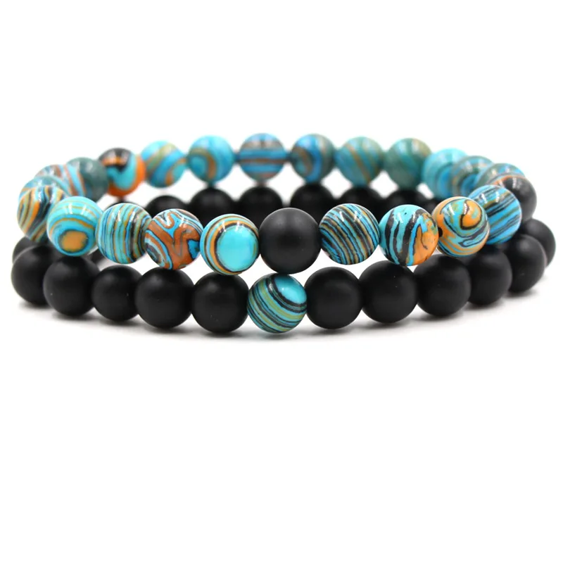 2 шт. набор для пары Малахитовый черный камень молитва Бусы Будда мужские