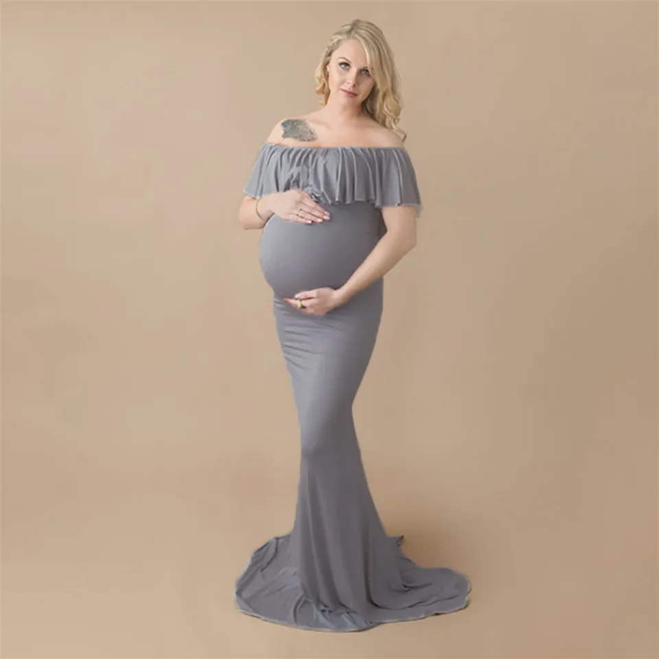 2018 летнее женское платье для беременных с открытыми плечами фотосессии цельное