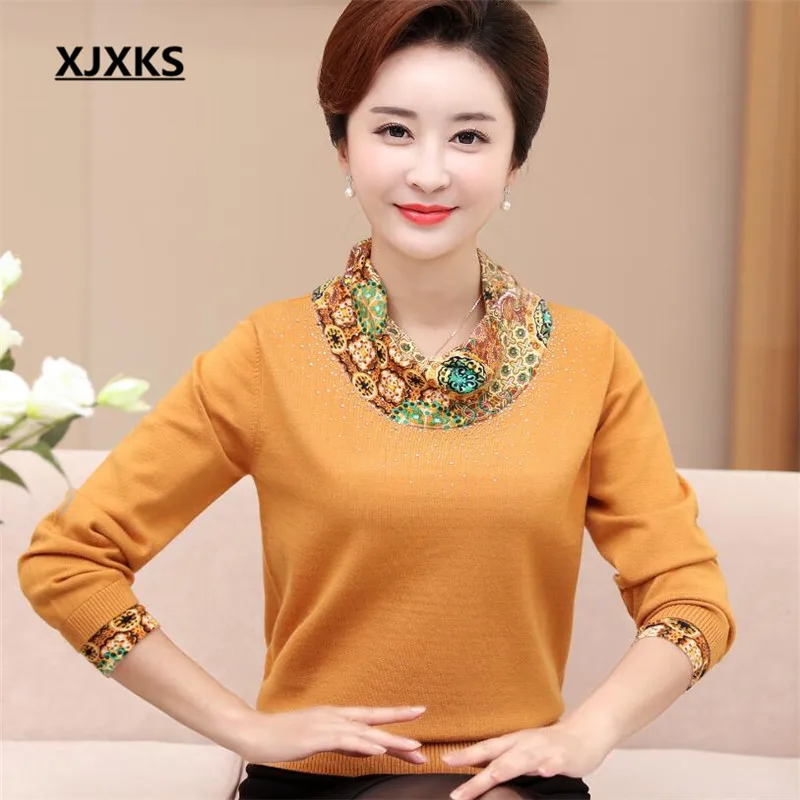 XJXKS New 2020 fashion autumn and winter warm knitted pullover long-sleeved factory-direct-clothing women Christmas sweater | Женская