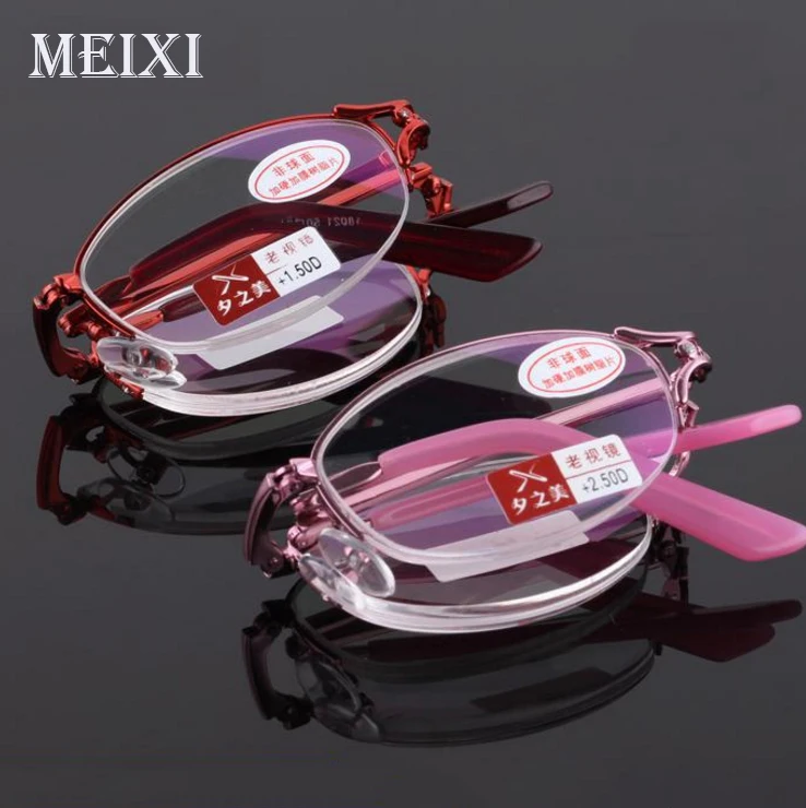 Складные Асферические полимерные плюс пленки красные/розовые очки для чтения