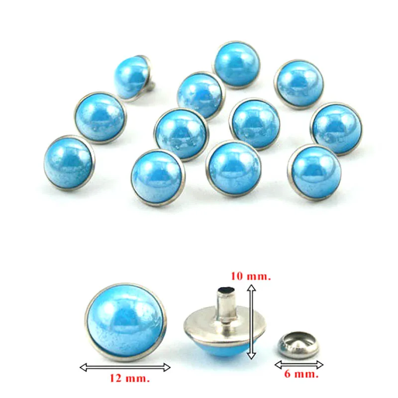 1000 sets. Blue Pearl  Rivets Studs Decorations Findings 12 mm