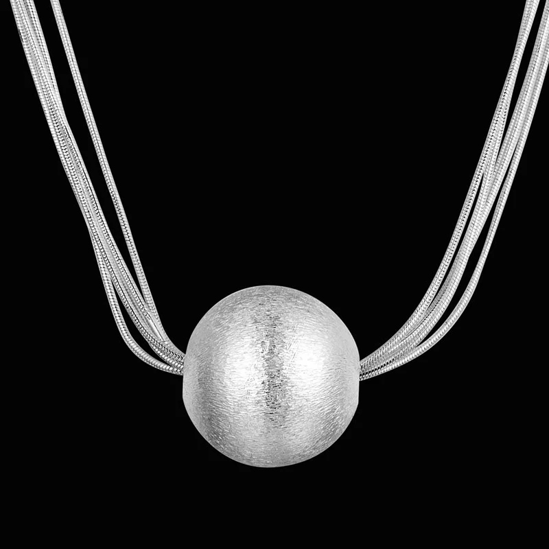 2018 fashion boutique S925 silver ball net matte single a chain necklace female accessories jewelry Valentine's Day gift | Украшения и