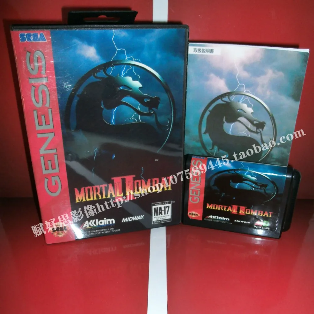 Sega MD игры Mortal Kombat 2 II с коробкой и руководством для 16 бит Sega MD игра картридж megadrive бытие системы