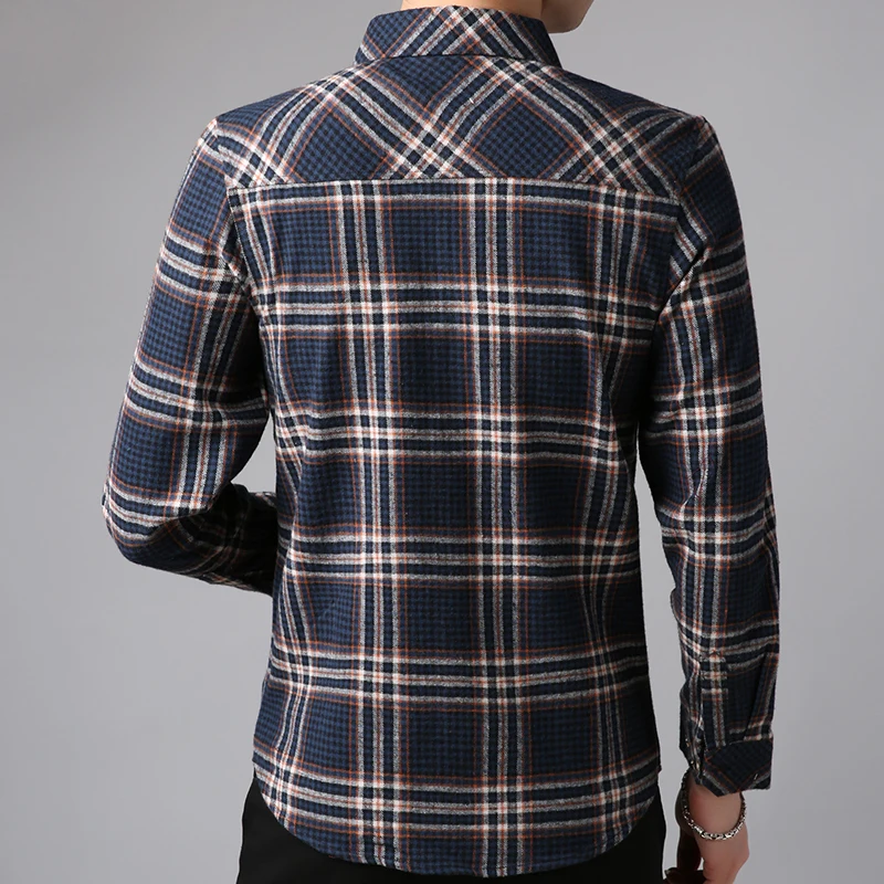 2019 дизайнерские рубашки в клетку с длинным рукавом для мужчин приталенная модная