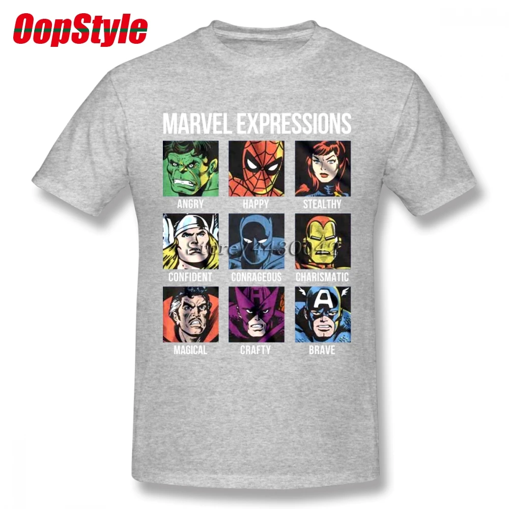 Забавная футболка Marvel Expressions для мужчин Прямая поставка летняя хлопковая с