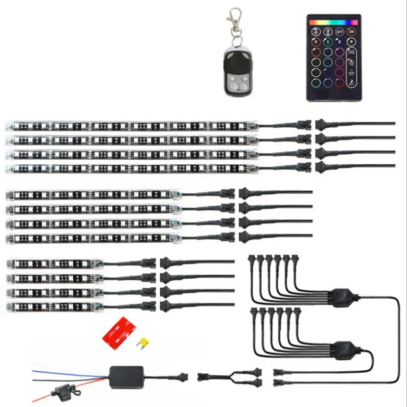 

12pcs Motorcycle LED Neon Strip Lamp RGB Voice Control Glow Lights 5050SMD Flexible Neon Strips Kit Wireless Remote Waterproof