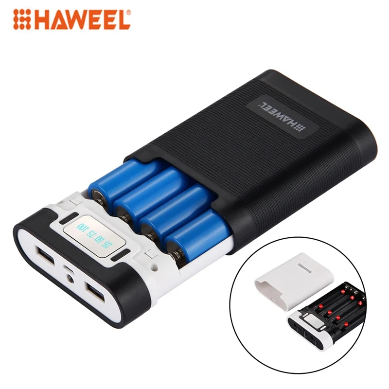 HAWEEL, 4x18650, двойной usb порт, светодиодный дисплей, 10000 мА/ч, чехол для аккумулятора, блок питания, 2 usb порта для S8 Mi6, Oneplus i7