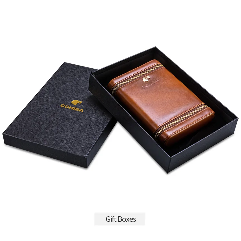 COHIBA, Роскошный чехол для путешествий, держатель для сигар, портативный, кедровое дерево, кожа, увлажнитель, увлажнение,, CF-0135