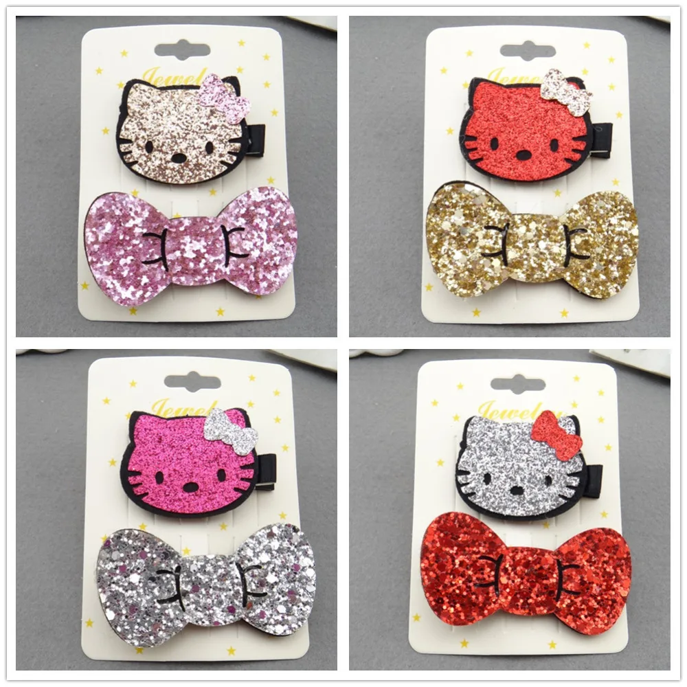 Детский комплект одежды из 2 предметов для маленьких девочек Hello kitty заколки волос