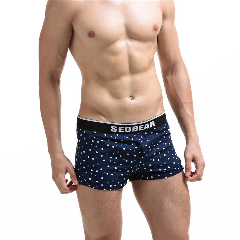 SEOBEAN, бренд, нижнее белье для мужчин, Lounge, мужские боксёры, хлопок, повседневная домашняя одежда для сна, трусы, U выпуклая сумка для пениса, мужские боксеры