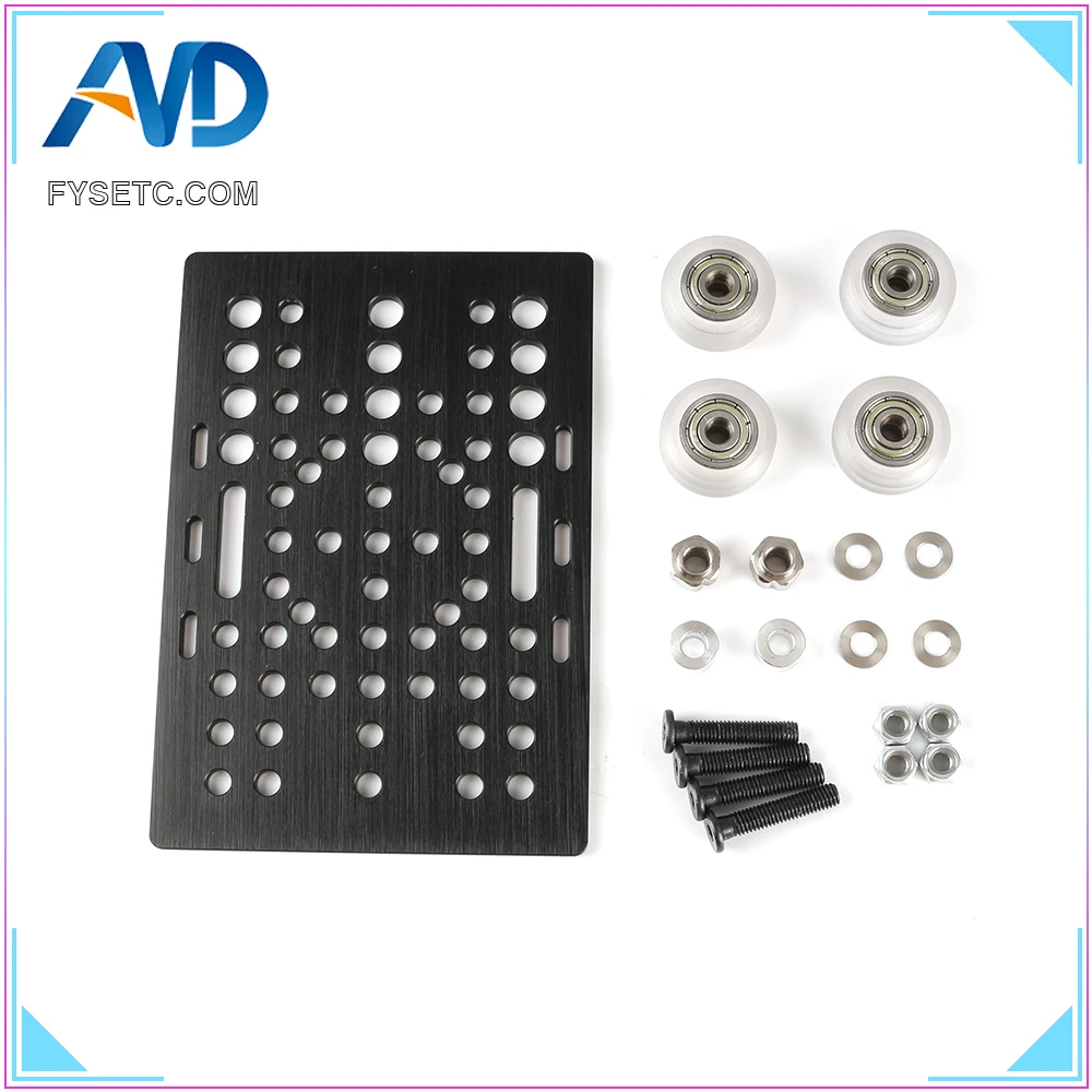 Aluminium V-Slot Gantry Plate 20 - 80mm With 4pcs Black/Transparent Solid V Wheel Kit For Openbuilds CNC Machine Part | Компьютеры и