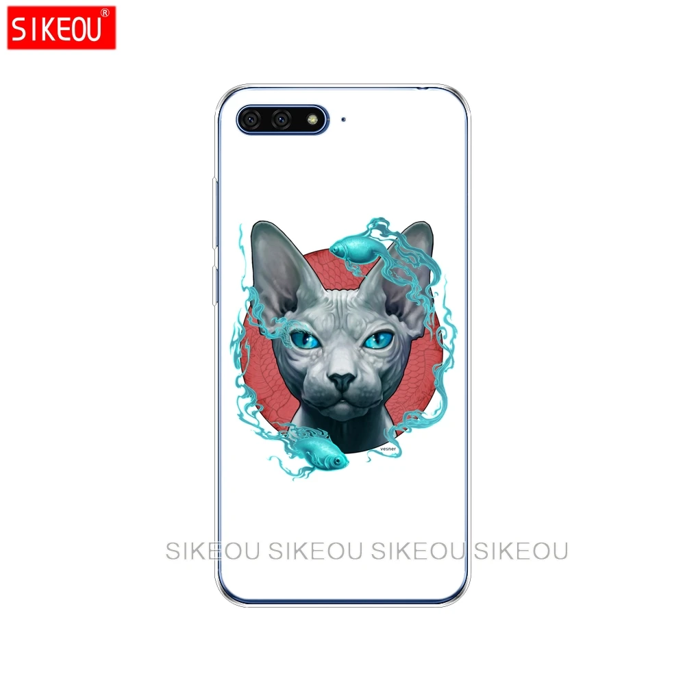 Силиконовый чехол для телефона Huawei Honor 7A PRO 7C Y5 Y6 Y7 Y9 2017 2018 Prime sphynx cat|Бамперы| |