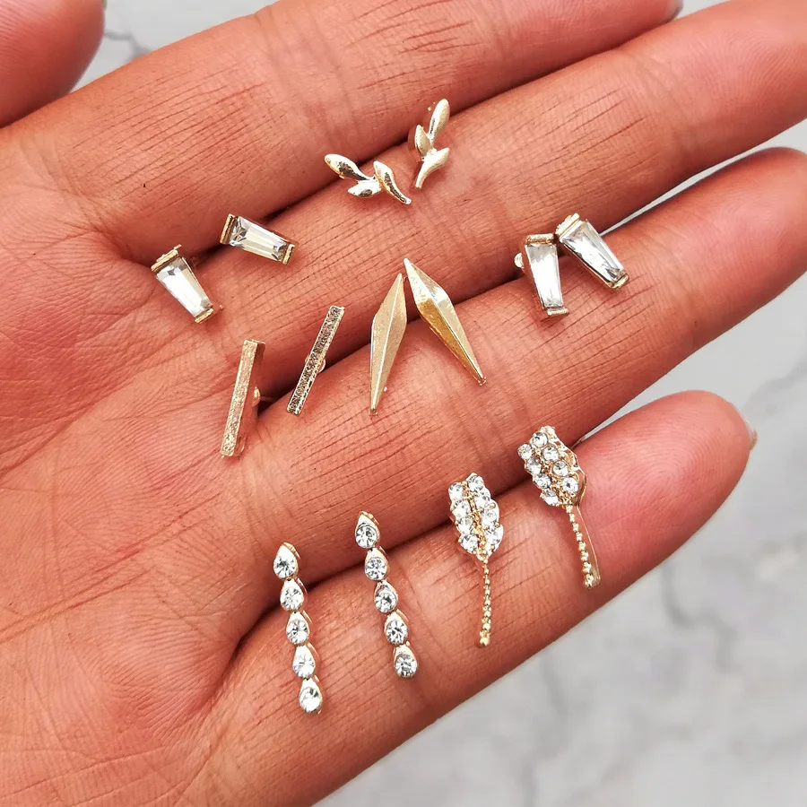 7 пар женские серьги-каффы с кристаллами | Украшения и аксессуары