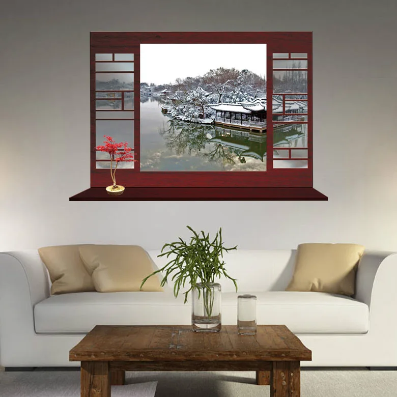 [Fundecor] Новый китайский стиль зимний вид Снежный павильон садовый пейзаж 3d