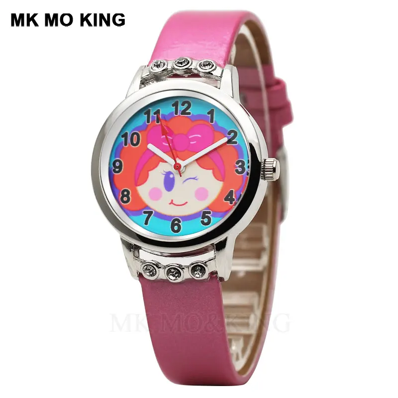 Милые детские часы с цветочным принтом милые рисунком из искусственной кожи