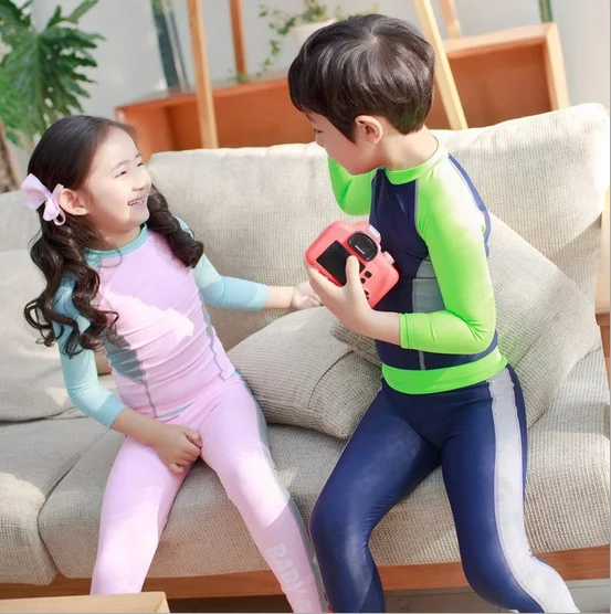 Новинка 2017 года детей купальник УФ Защита Длинные рукава дети мальчики девочки