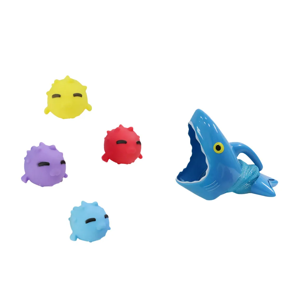 Baby Bath Toys Set Cute Soft Rubber Cartoon Shark Float Spray Water Squeeze Sound Squeaky Bathroom Play Figure Toy | Игрушки и хобби