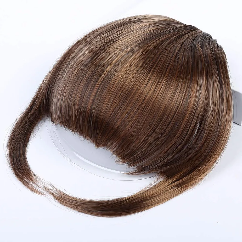 AOOSOO Synthetic bangs for white False Hair Neat Front False Fringe Thin Blunt Clip In bangs piece for Women girls
