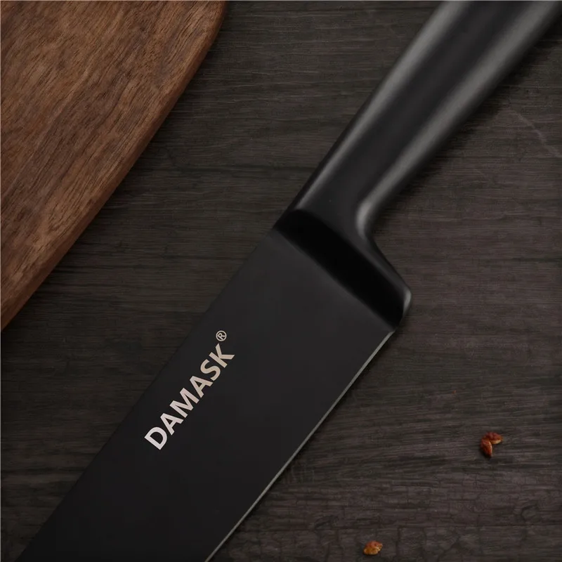 DAMASK японские кухонные ножи 3Cr13 набор кухонных ножей из нержавеющей стали черный