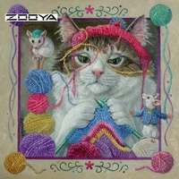 zooya new diy needlework diamond painting cross stitch diamond embroidery cute cat mouse square full drill home decoration f724