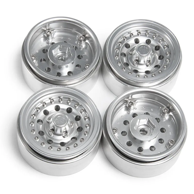 Bright Silver 4pcs AXSPEED 4 шт. Beadlock Колесные диски 1,9 дюймов#57 для 1/10 SCX10 часть автомобильных аксессуаров - Цвет: Bright Silver 4pcs