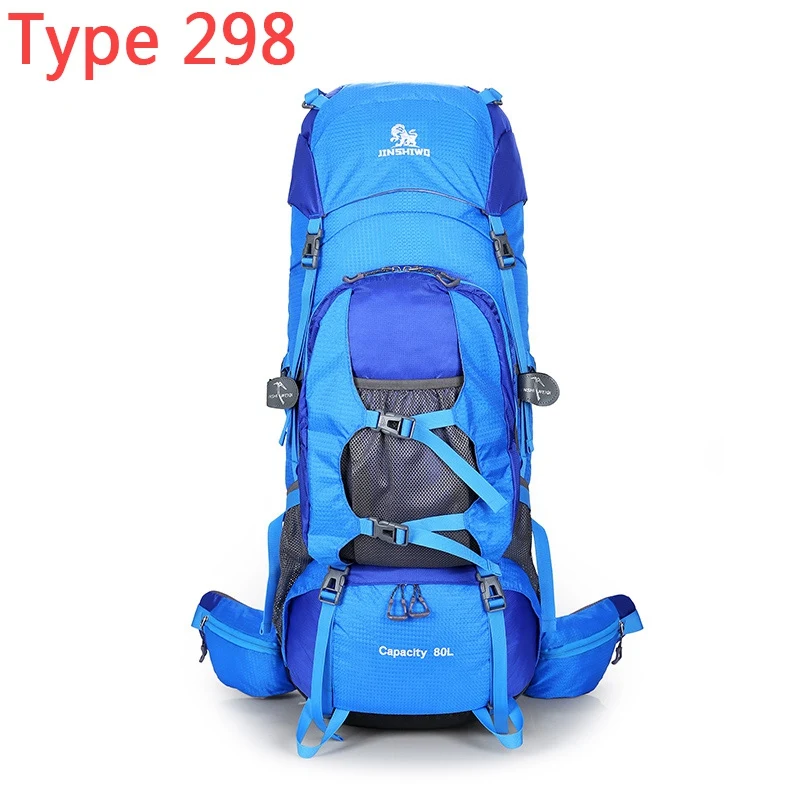 Blue 298 80L Альпинистский рюкзак из парусины Наружный тактический рюкзак Походный кемпинг рюкзак Нейлоновый рюкзак Планка рюкзака для путешествий из алюминиевого сплава - Цвет: Blue 298