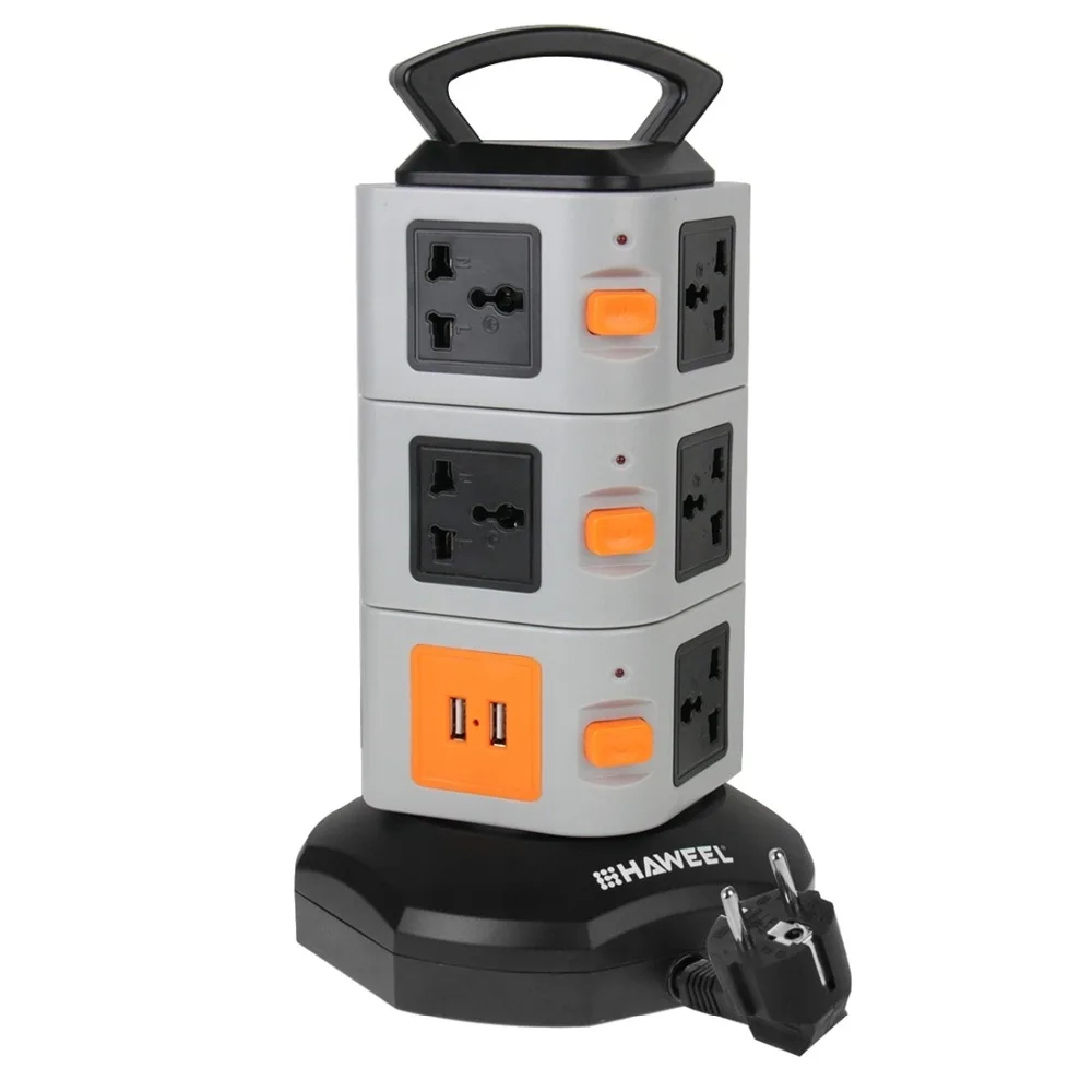 HAWEEL 3 слоя с 11 US/EU/AU/UK универсальными розетками и 2 портами 2.1A USB умные розетки зарядное устройство защита от перегрузки US EU