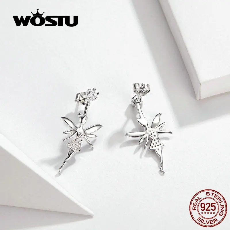 Женские серьги-капли WOSTU серьги из 100% настоящего серебра с фианитами новый дизайн