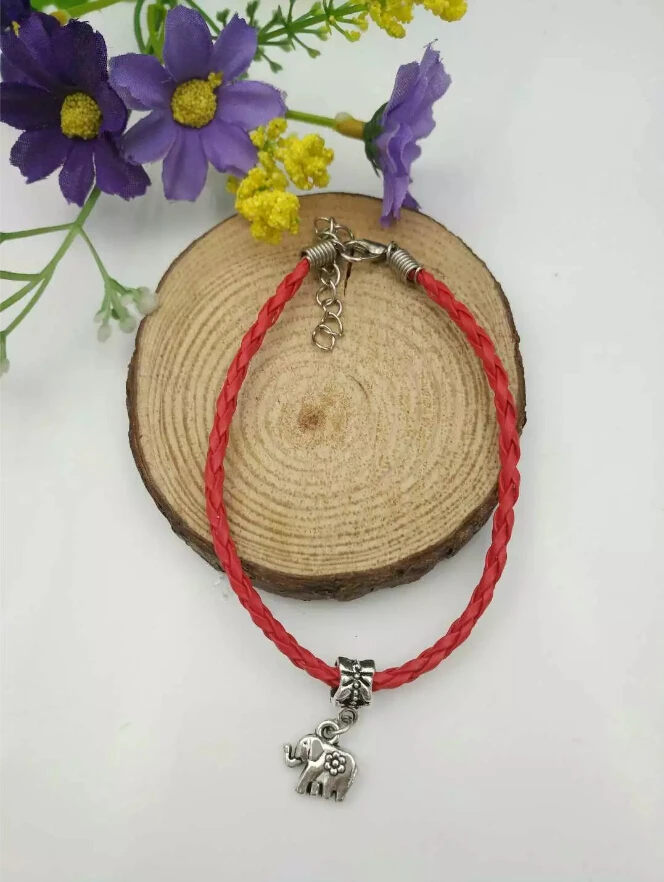 20 шт./лот Быстрая доставка милый маленький Слон подвеска из бисера кожаный