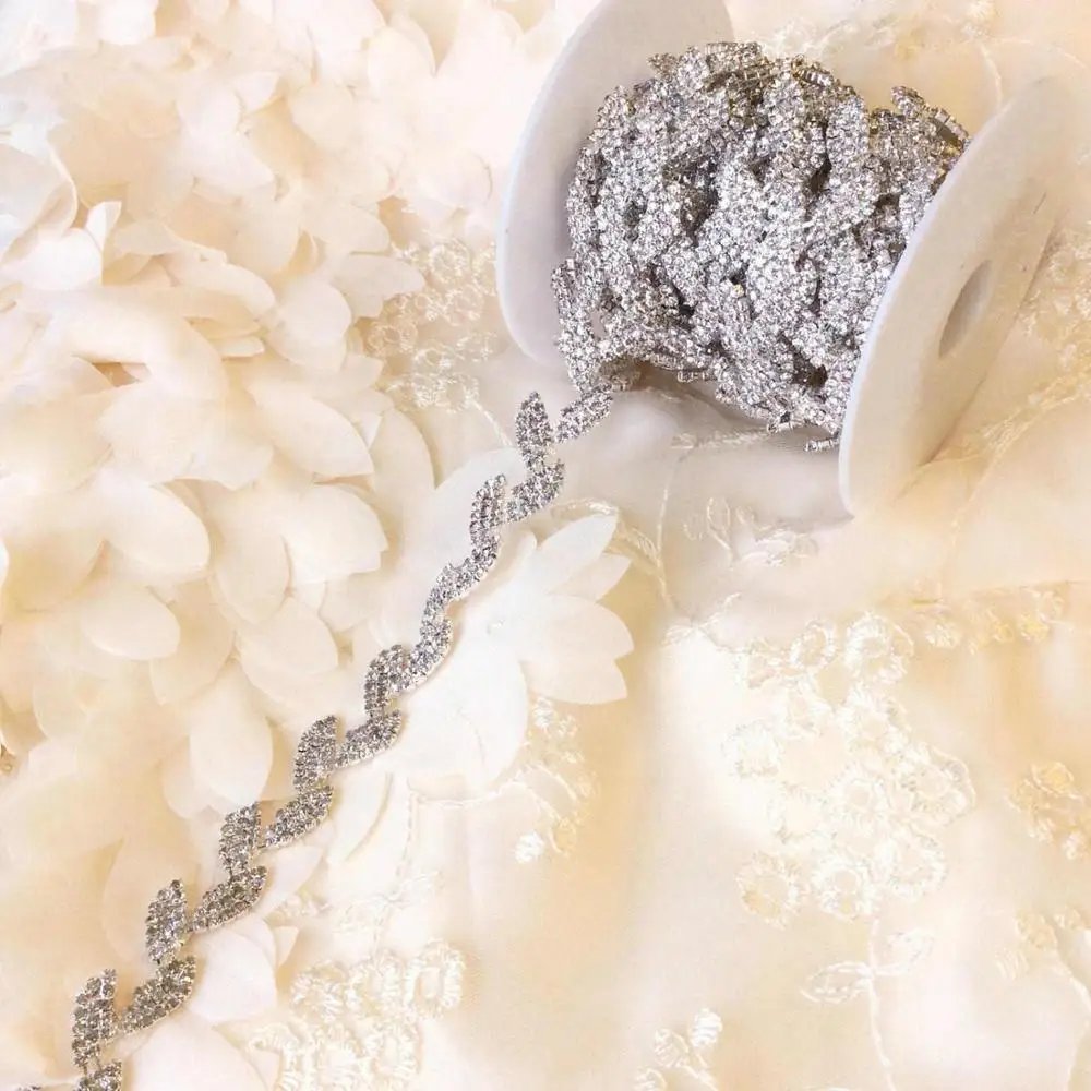 Silver Серебро/золото/розовое золото Кристалл Стразы отделка цепи по двору для DIY ручной работы Пояс ювелирные изделия ожерелье - Цвет: Silver