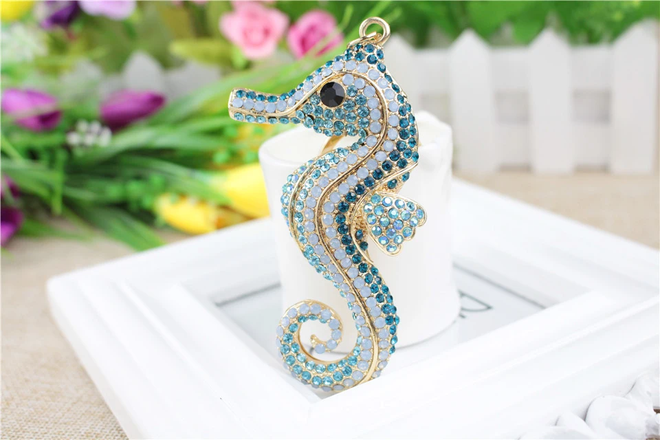 Lucky Hippocampus Кристалл Новинка животное Модный Брелок Сумочка пряжка Сумочка Подвеска для автомобиля брелок держатель для женщин