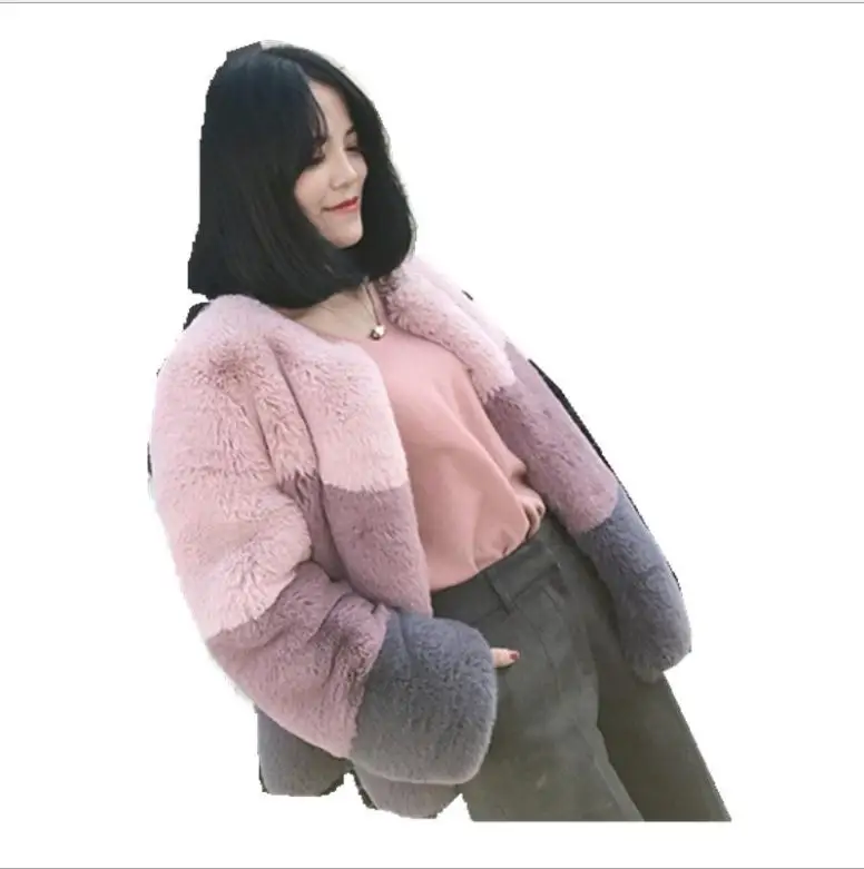 Женская верхняя одежда Chaqueta Cuero Mujeroft с искусственным кроличьим мехом Верхняя
