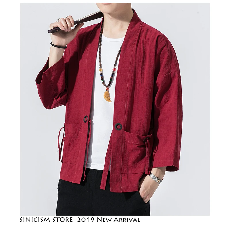 Sinicism Store Мужская Солнцезащитная одежда кимоно повседневные куртки Мужская японская куртка китайский стиль Летняя мужская открытая стежка