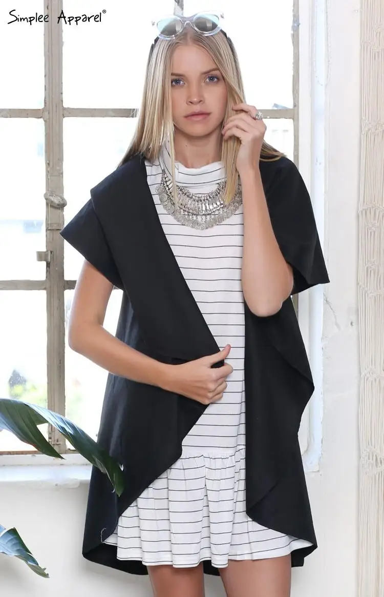 Жилет, свитер, Женское пальто, элегантная шаль, шерстяные свитера, плащ без рукавов, длинный кардиган, куртка, джемпер, одежда Vestidos LBD9977 - Цвет: Черный