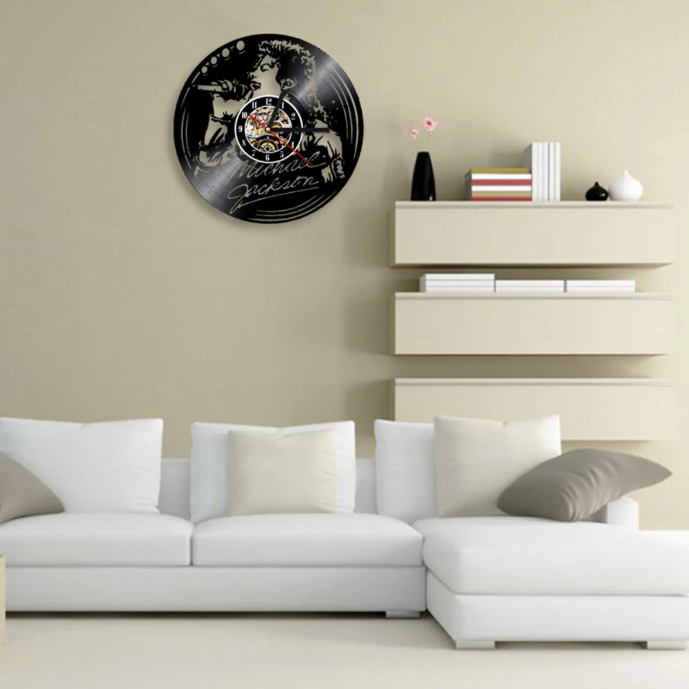 Horloge настенные часы дизайн Майкл Джексон виниловые часы-пластинка немой ретро 3d Декоративные часы с подвеской искусство домашний декор