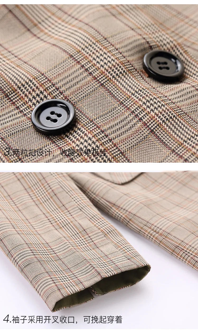 2019 Ранняя осень высокого класса Ретро Универсальный клетчатый костюм Талия