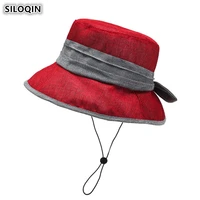 siloqin 2019 summer womens bucket hats breathable hat large sun visor cap wind rope fixed fashion beach hat elegant lady sunhat