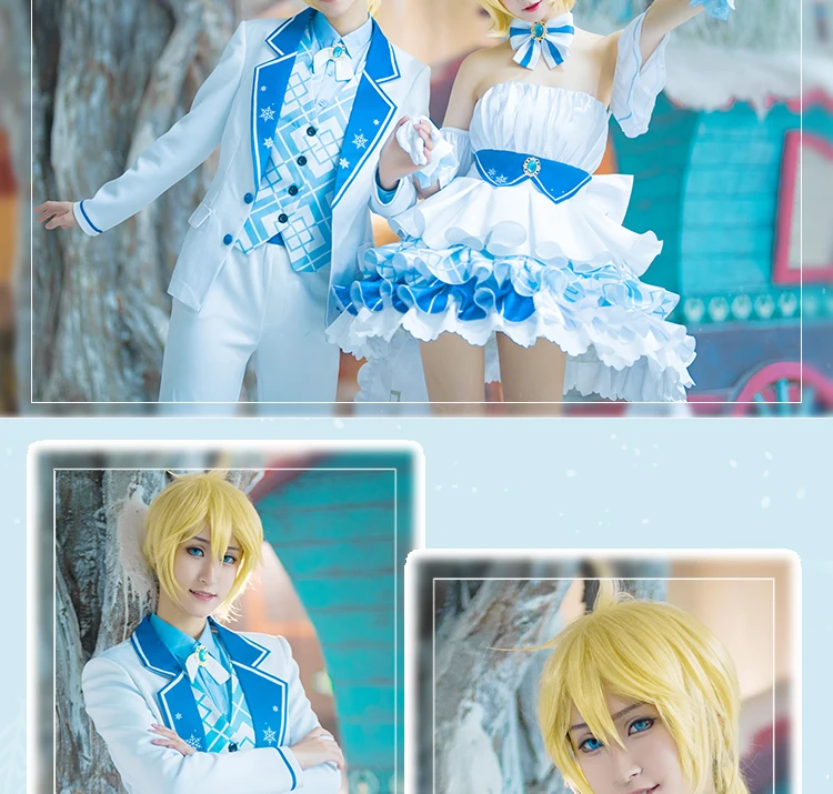 Аниме! Vocaloid Kagamine Rin/Len Snow Miku 10th anniversary живое платье красивая форма косплей костюм новинка