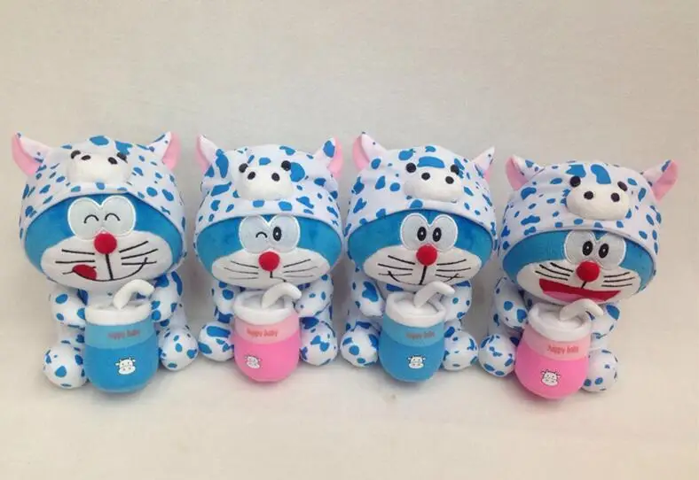 Candice guo plush toy stuffed doll cartoon animal Doraemon cat cow dairy cattle feeding milk bottle anime baby birthday gift 1pc | Игрушки и