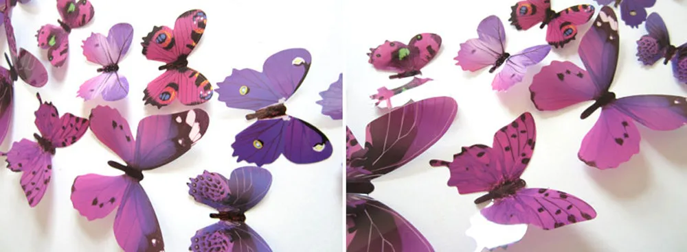 12 шт набор 3D DIY стикер на стену желтый синий фиолетовый зеленый розовый