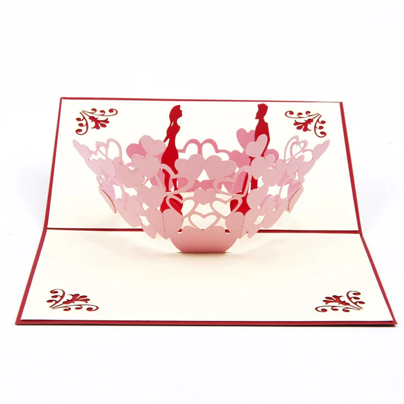 3D лазерная резка любовь сердца бумажные приглашения открытки вечерние свадебные